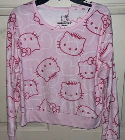 Hello Kitty Light Pink and Red Patterned pajama set L
