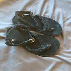 Tevas Black Suede Braided Sandal
