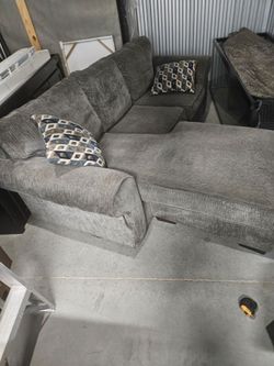 Gray Chenille Sectional Sofa with Chaise