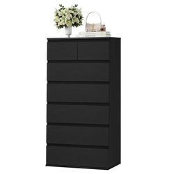 7 Drawer Dresser for Bedroom, Modern Tall dresser Chest of Drawers for Living Room, Black