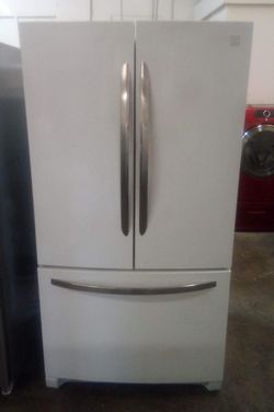GE  3-Door White Fridge
