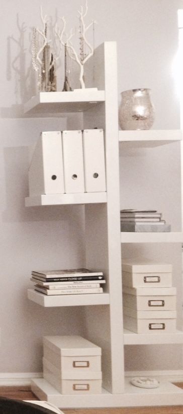 White Laquer Asymmetrical Bookcase