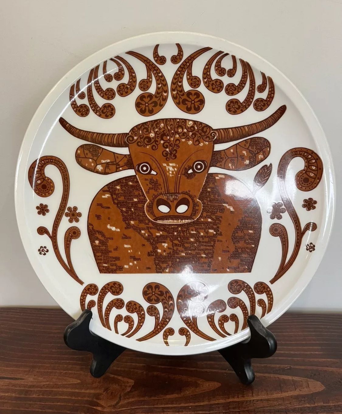 Vintage Retro Schonwald Germany Porcelain Plate Dish Cow Steer Dinnerware Home
