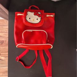 HELLO KITTY SMALL BACKPACK FAUX RED LEATHER