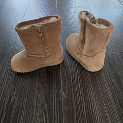 Baby Toddler Size 4 Circo Genuine Suede Brown Boots Faux Fur Lined