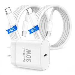 new USBC Charger Block for iPhone 16 15 Pro Max Plus Charger Fast Charging,30w Usb-C Fast Charger Adapter 6+10Ft USB Type C to USB C Cable for I Phone