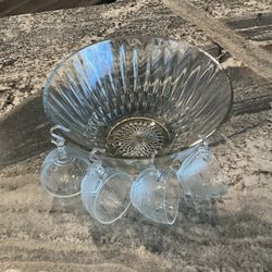 Punch Bowl C/W 14  Glass Cups 