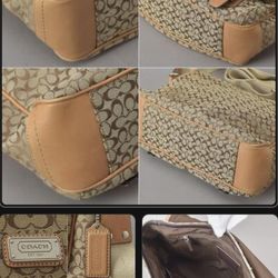Coach-#f70293-large messenger satchel- Jacquard and leather signature bag
