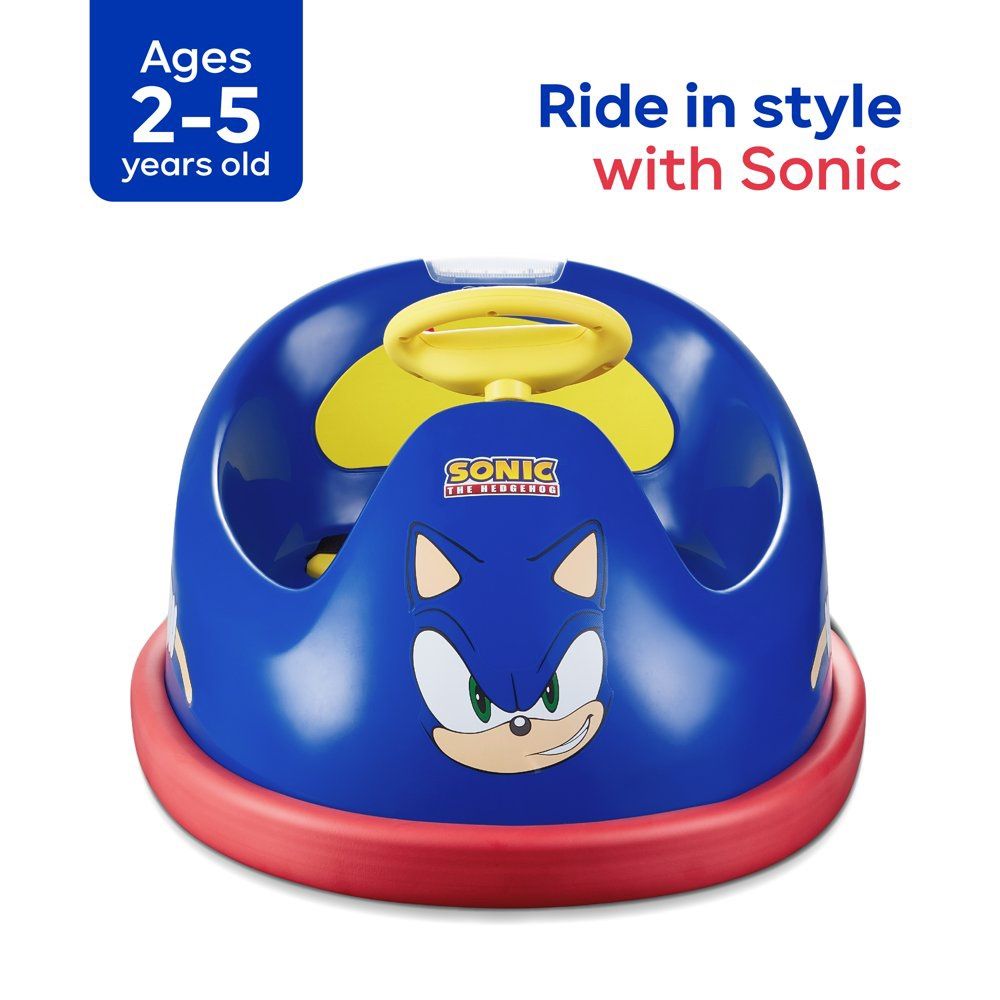 Sonic The Hedgehog 6V Bumper Car, Battery Powered Ride on Toy with Remote