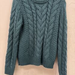 Mi ami Knit Sweater Crewneck in a teal cotton material.size S, $20