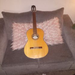 Japanese Univox Acoustic 6-String Guitar With Case, Aswell As Picks