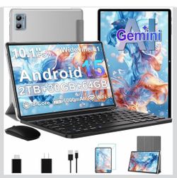 Tablet 2026 Android 15 Tablets with 2.0GHz Octa-Core, 30GB 64GB 2TB Expand, 10 inch Tablet with Keyboard, FHD IPS Display, Gemini AI, 8MP Camera, WiFi