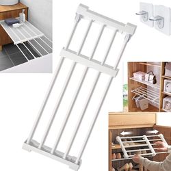 Closet Tension Metal Shelf Expandable,  Organizer,Adjustable No-Drill  Wardrobe Cabinet, Bathroom.
