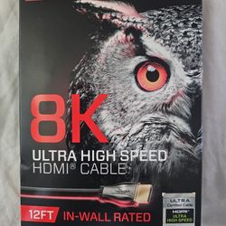 Rocketfish 8k/4K High SPEED 2.1 CERTIFIED 12FT HDMI CABLE
