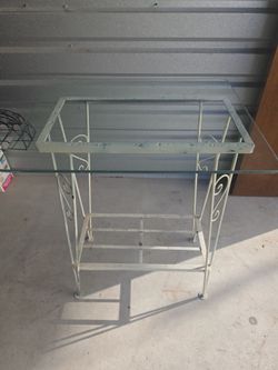 Glass Top Table-Wrought Iron Base