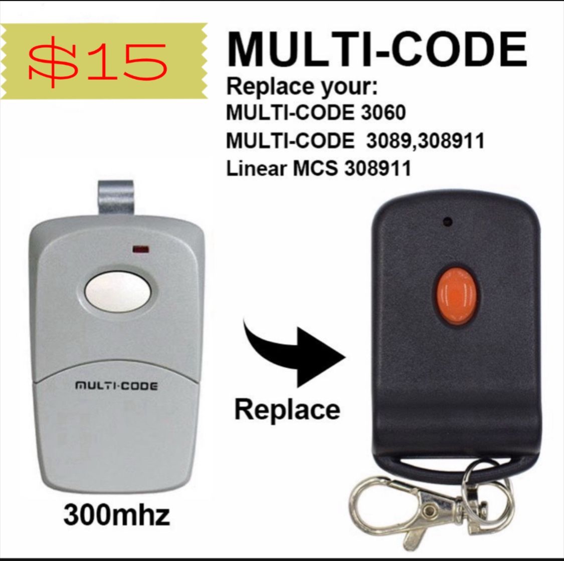 Control remoto para puerta de garaje multicódigo