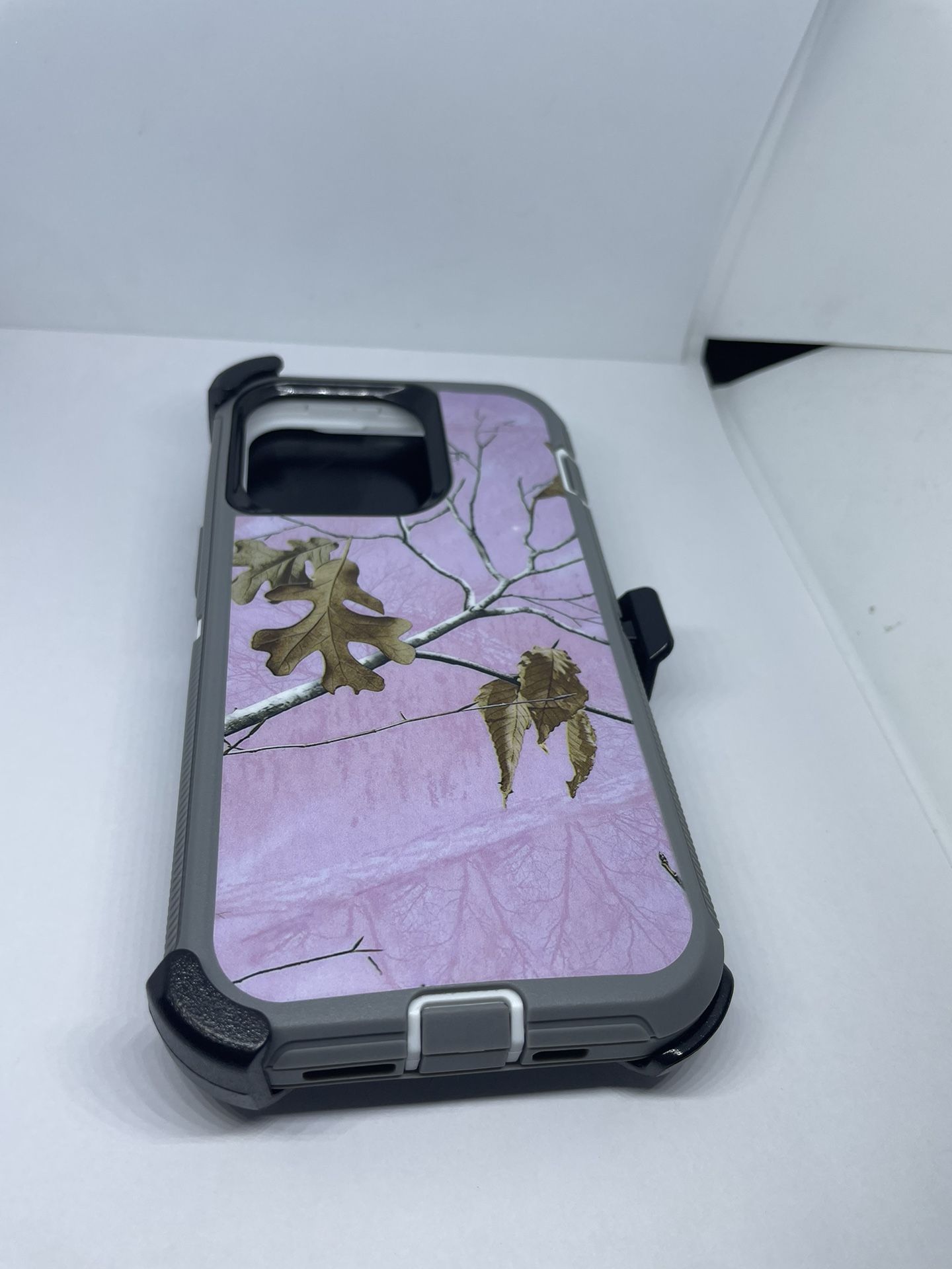 For IPhone 13 Pro Pink Camo Camouflage Case With Belt Clíp Holster