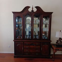 China Hutch and Cherry Dining Table and 6 Chairs
