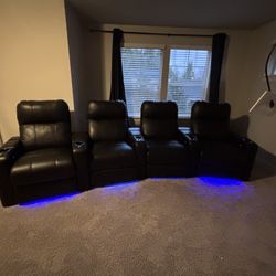 Octane XL700 Power Home Theater Seating – Row of 4 – LED Lights – USB