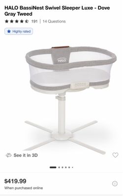 Like New Halo BassiNest Luxe Swivel Sleeper Bassinet -  Infant Sling - pad cover