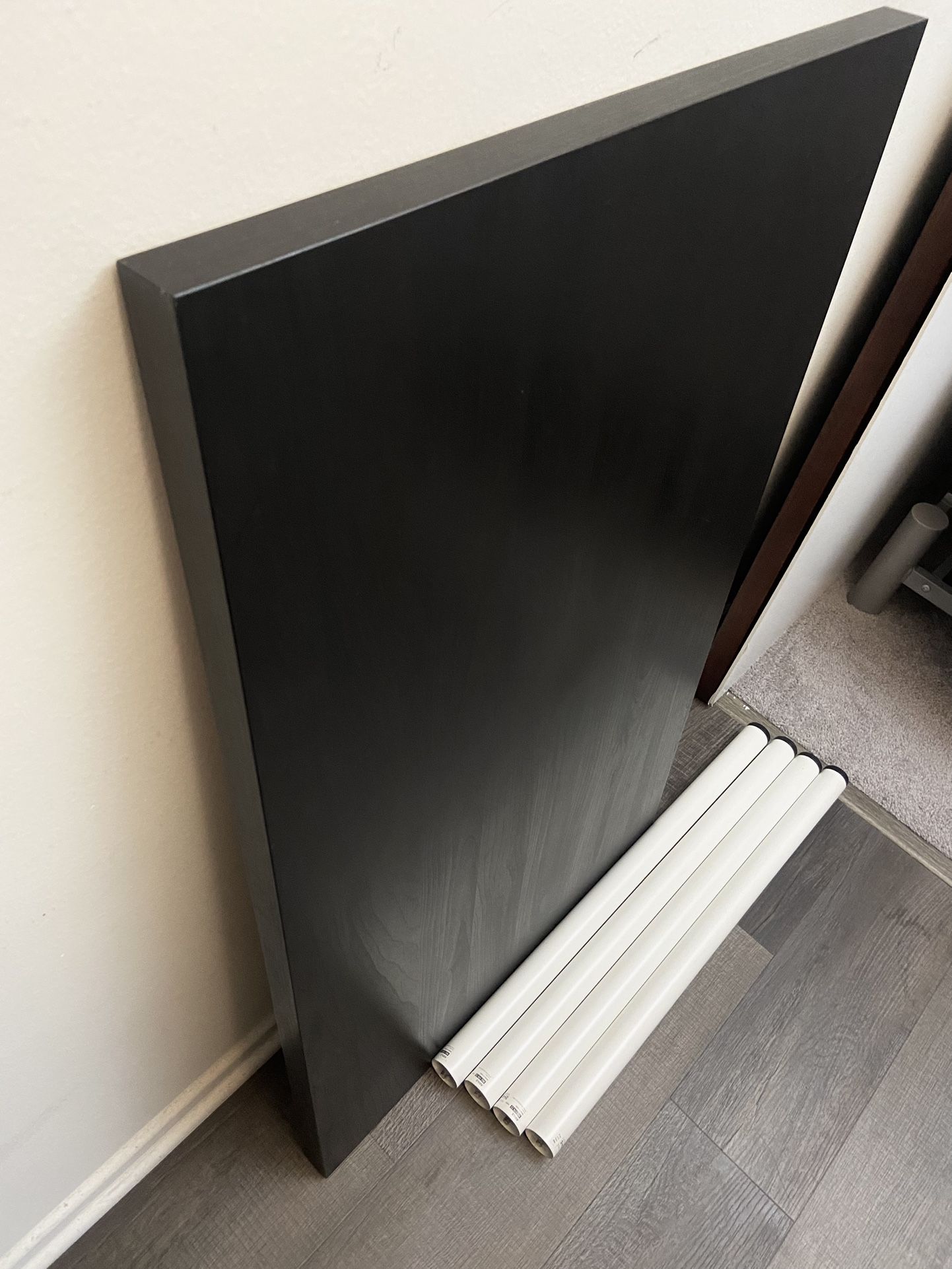 Ikea LINNMON /ADILS Desk, black-brown top with white metal legs •39 3/8x23 5/8 " •in pristine condition •currently disassembled