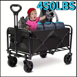 INBRAVE 450 LBS Capacity Heavy-Duty All-Terrain Folding Cart - Iron Frame and 800D Oxford Fabric,Foldable Multi-Purpose Wagon for Track and Field Equi