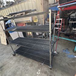 6’x 2’ Heavy Duty Bakery/Industrial  Metal Mobile Shelving Unit With Snap On Plastic Shelf Protectors