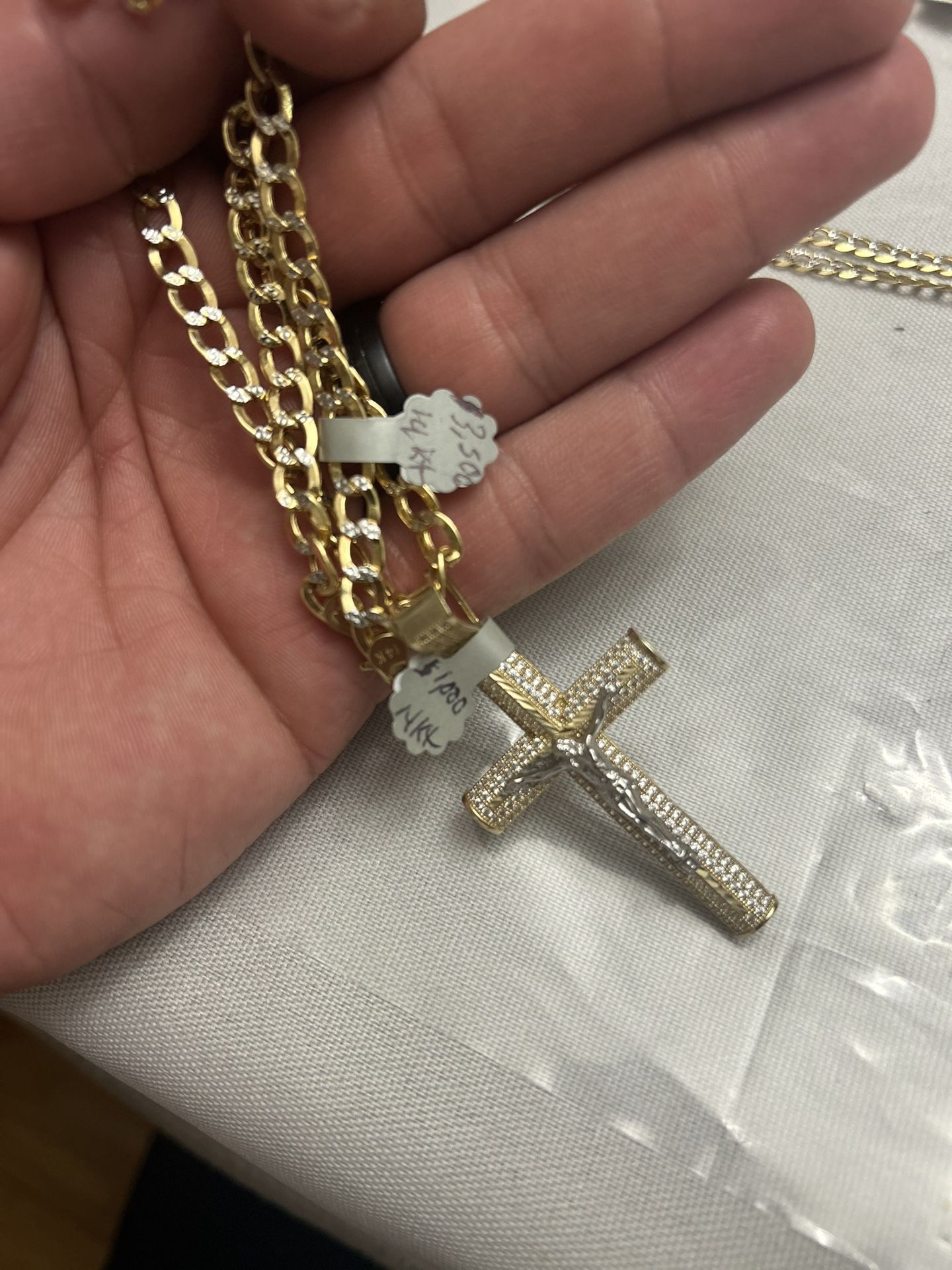 Real 14 karat gold cross and chain