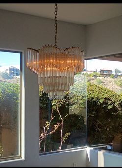 vintage, mid-century tiered Italian Murano glass chandelier