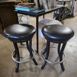 Pair Of Metal Swivel Stools, Price Is For Both, Each One Has A Tiny Slit On Top
