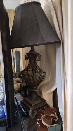 High end heavy black wrought iron lamp