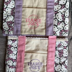 Trader Joe’s mini canvas tote bags - pastel - hello kitty