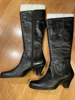 Born Black Leather Knee-High Heeled Boots