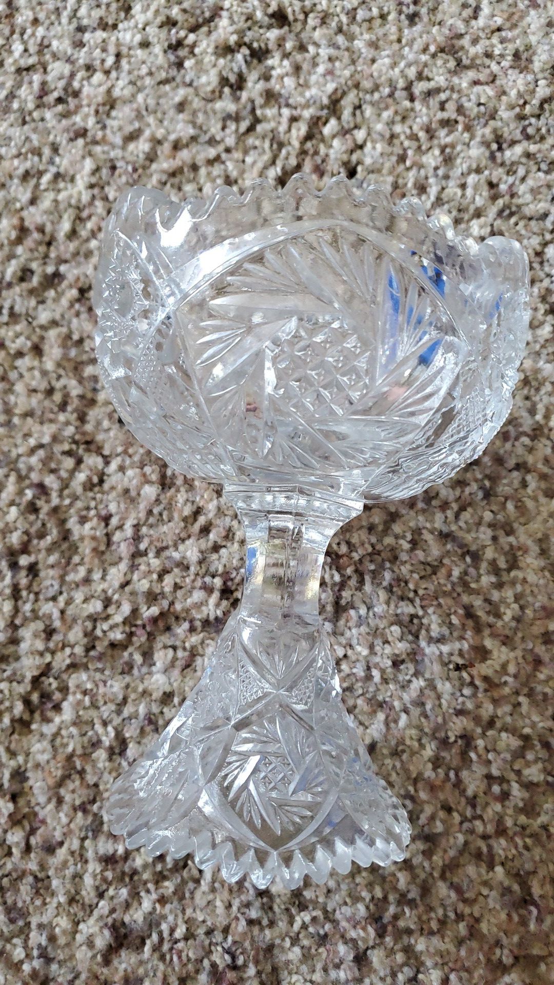 Vtg Imperial Nucut Pinwheel Compote Clear Footed Bowl