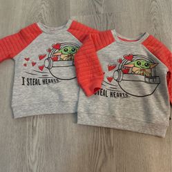 Toddler Baby Yoda Valentine’s Day Fleece Pullover Sweatshirt - Gray 12M