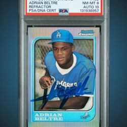 Adrian Beltre Signed 1997 Bowman Chrome Refractor PSA 8 Auto 10 Low Pop HOF Auto