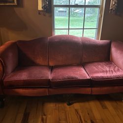 Vintage Red Velvet Couch