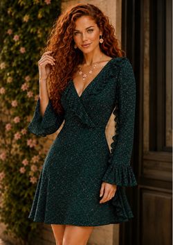 Free People Green Dress With Flowers Brand New Size 4, But Fits More Like Size 2