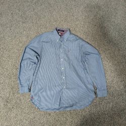 Classic Tommy Hilfiger Button Up Shirt Men's Large - Houndstooth Plaid