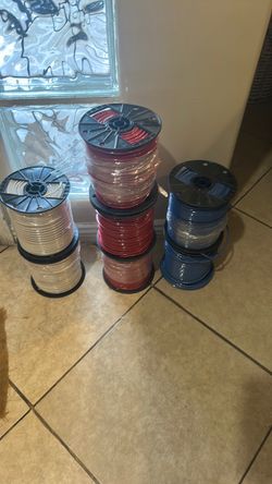 Electrical Wire Spools Lot – Red, White, Blue