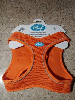 Plush (L/XL) orange reflective dog harness