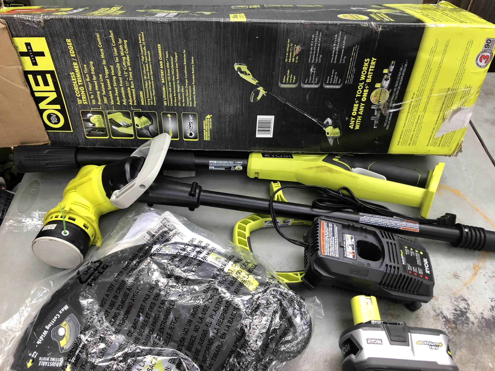 RYOBI P2080 ONE+ 18 Volt Lithium Ion Cordless String Trimmer/Edger