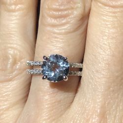 Aquamarine And Diamond Engagement Ring