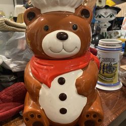 1970's Vintage B & D Teddy Bear Chef Cookie Jar 