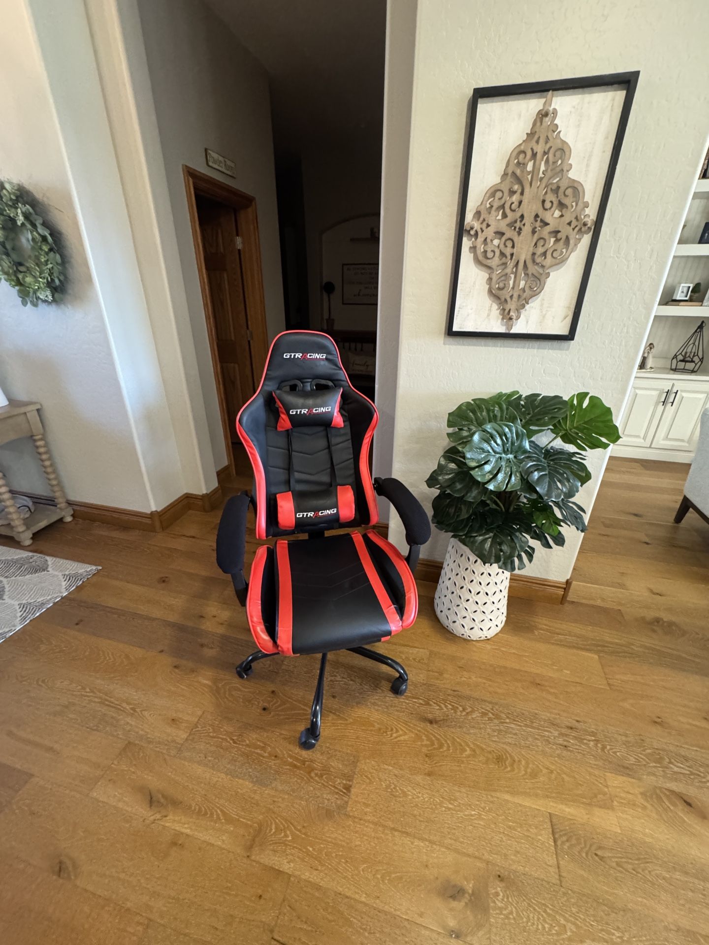 GTRacing Gaming Reclining Chair with Footrest and Arm Covers.