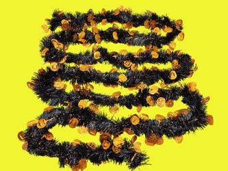 Like NEW Vtg 15' Halloween Gold Pumpkins Black Garland Decor