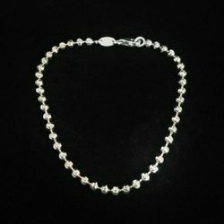 7.25" x 4mm CHARLES GARNIER Gold Washed Solid Sterling Silver Bead Chain. PERU