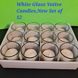 White Glass Votive Candles, Set Of 12-$28.00
