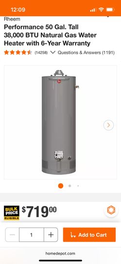 Rheem 50 Gallon Gas Water Heater