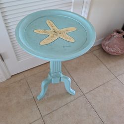 Baby Blue Beach Decor Side Table 